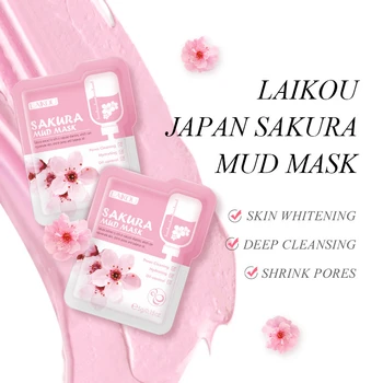 LAIKOU Japonija Sakura Purvo Veido Kaukė Anti Raukšlių Naktinis Veido Odos Paketai Švarus Tamsiai Ratą Drėkina Anti-Senėjimo Veido Priežiūra
