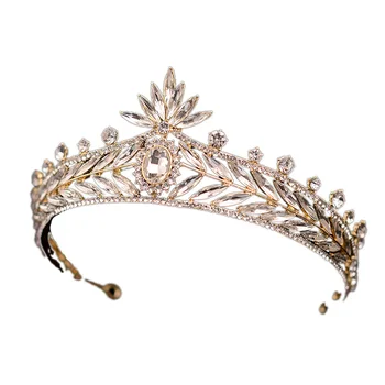 Mados Baroko Prabanga Kristalų Bridal Crown Rožančiai Šviesos Aukso Diadem Rožančiai Moterų Nuotakos Šukuosena Vestuvių Plaukų Aksesuarai VL