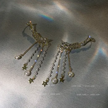Sidabro adatų rinkinys su deimantu, perlu kutas auskarai lašas auskarai kaulų įrašą vintage auskarai mados žvaigždė lady auskarai
