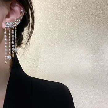 Sidabro adatų rinkinys su deimantu, perlu kutas auskarai lašas auskarai kaulų įrašą vintage auskarai mados žvaigždė lady auskarai