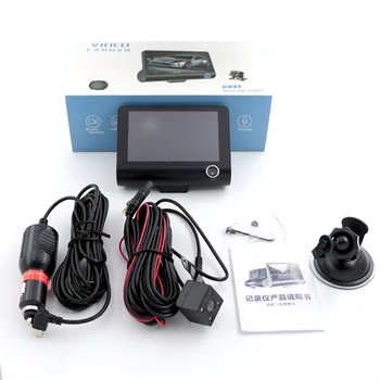 Automobilių DVR Dashcam Tris Objektyvo Kamera Galinio Matymo FHD 1080P AV-IN Stovėjimo Auto Vaizdo įrašymo Brūkšnys Cam Kamera Registrator