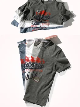 2021 m. Vasarą Naujas Amerikietiško Stiliaus Atsitiktinis Trumpas rankovėmis Atspausdintas T-shirt Vyrų Mados Plauti Grynos Medvilnės Apvalios Kaklo Dugno Viršūnės