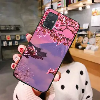 Pink Cherry Blossom Sakura Coque Shell Telefono dėklas Samsung A10 A20 A30 A40 A50 A70 A80 A71 A91 A51 A6 A8 2018