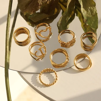 8 Modelius Mados Paprasta Žiedai Aukso Nerūdijančio Plieno Meilės Piršto Žiedai, Moterims, Vyrams, Poroms Prabangus Vestuvės Juvelyrika bijoux