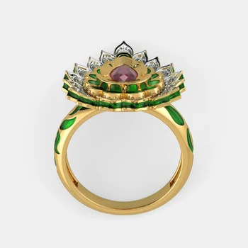 Naujas auksu karšta liepsna vandens lašo formos deimanto žiedas, Europos ir Amerikos prabangi pokylių vestuvinis žiedas mergina