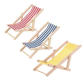 3pcs 12 Mini Lounge Beach Vejos Kėdės Lėlės Namas Modelis Baldai