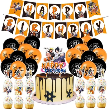 1 Set Anime Tema Gimtadienio Dekoracijos Vaikams Tortas Topper Su Gimtadieniu Reklama Latekso Balionų Dekoracijos Vaikams