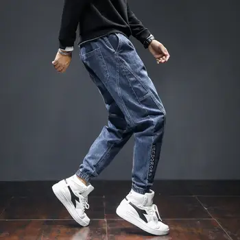 Džinsai Vyrų Mados Prekės ženklo Haremo Kelnės Laisvas Žmogus Pavasario Stiliaus, Tiesios Tendencija Kombinezonai Hip-Hop High Street Vyrai didelio Dydžio Kelnės