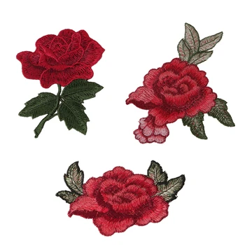 Rožių Gėlių Siuvinėjimo Audinio Siūti Maišelį Ant Pleistro Skrybėlę Drabužius Suknelė Aplikacijos Amatų D2TD