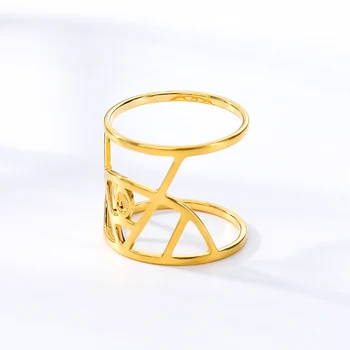 Naujas Atvykimo Nerūdijančio Plieno Moterų Žiedai Aukso Dvigubos Vestuvės Žiedai Moterims, Papuošalai, Aksesuarai, Didina Žiedų