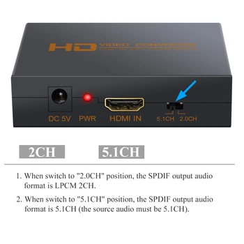 Neoteck HDMI-Compatibe į DVI Vaizdo Garso Keitiklis 2.0 5.1 CH Opitcal 3,5 MM Jack Audio Išvestis 1080P Skaitmeninio į Analoginį Keitiklis
