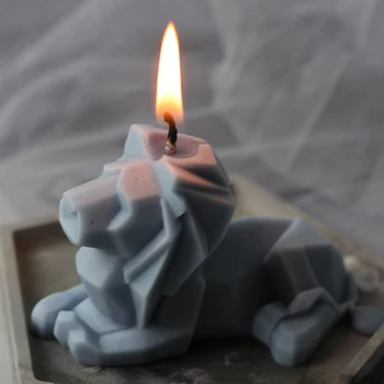 Geometrinis Liūtas Trafaretas Žvakė Pelėsių Silikono Pelėsių Žvakė Padaryti 