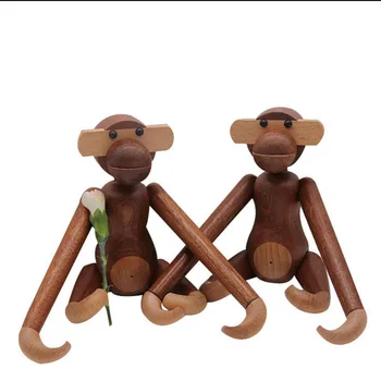 Nordic Dizainas Kabo Mediniai Beždžionė Lėlės Statulėlės Drožyba Gyvūnų Amatų, Žaislų Dovanos Apdaila Namo Kambario Dekoro Priedai