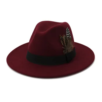 Fedoras vyrų fedora skrybėlę vyrų panama viršutinio dangtelio unisex skrybėlę Karinis spalva fedoras didelis kraštų skrybėlę bažnyčios skrybėlę šalis skrybėlę