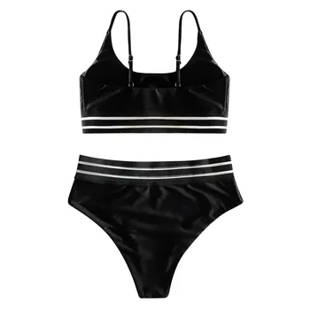 Juodas bikini Moterų Bikini Spausdinti Nustatyti maudymosi kostiumėlį, Net siūlų Užpildyti Liemenėlė maudymosi Kostiumėliai Paplūdimio Paprastas universalus Oda-draugiškas
