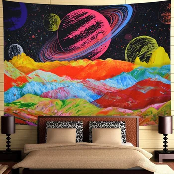 Planetos Kalnų Gobelenas Spalvinga Trippy Gobelenas Psichodelinio Galaxy Kosmoso Gobelenas Sienų Dekoras Miegamasis Dekoro Namai