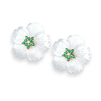 3 Poros Elegantiškas gėlių stud auskarai Natūralus baltas apvalkalas gėlių stud auskarai Festivalio dovana moterims Mados juvelyrika Dovana
