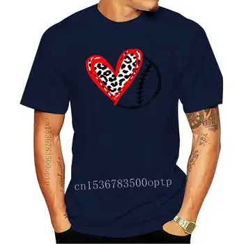 Beisbolo Leopardas Spausdinti Širdies Spalvos marškinėliai Mados Moterų Grafinis Beisbolo Mama Tees Viršūnes Juokinga Lady Žaidimo Dienos Dovanų Marškinėlius