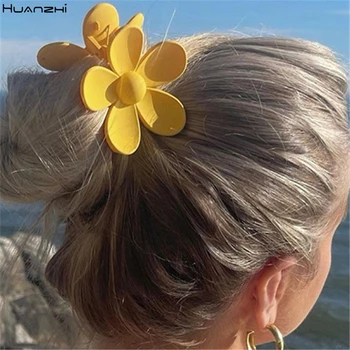 HUANZHI 2021 Naujas Spalvingas Mielas Gėlių Matinis Plaukų Clips plaukų segtukai Žiburių galvos Apdangalai Moterų, Mergaičių, Plaukų, Nagų, Plaukų Aksesuarai