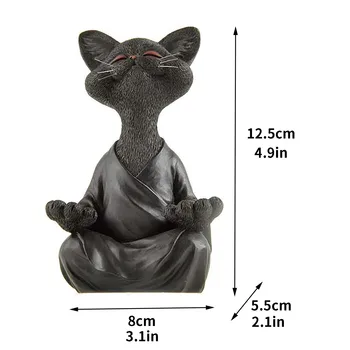 Įnoringas Juoda Buda Katės Statulėlės, Meditacija, Joga Kolekcines, Happy Cat Dekoro Meno Skulptūrų Sodas Statulos Namų Dekoro 2021