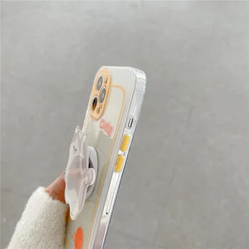 3D Cute kačių Lankstymo laikiklis telefono dėklas skirtas apple iphone 7 8 plus X xs max XR 11 12 pro max 12mini dangtelis Su Stovo Laikiklį Atgal