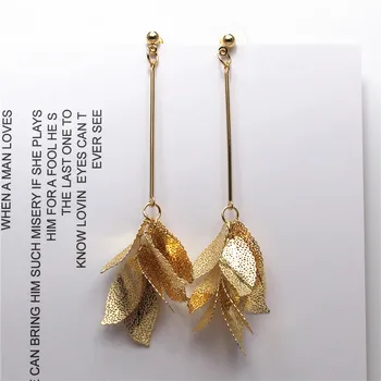 2018 naujas mados juvelyrikos prekės ženklo asmenybės stiliaus kutas lapų ilgio auskarai aukso geometrijos auskarai moterims, dovana
