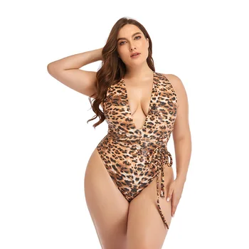 Vienos dalies maudymosi kostiumėlis Moterims Leopard Plius Dydis Maudymosi kostiumai Seksualus Plaukimo Bodysuit su Pad 2021 Atostogų CTYY03664