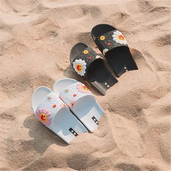 Moterys Vasarą Šlepetės Mielas Gėlių Ponios Minkštas Skaidres batai Moteriška Gėlių Spausdinti Bling Atsitiktinis Paplūdimio Sandalai