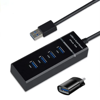 USB 4 Port Hub su C Tipo Adapteris Ir 30/120cm Pratęstas Kabelis Nešiojamų Splitter 