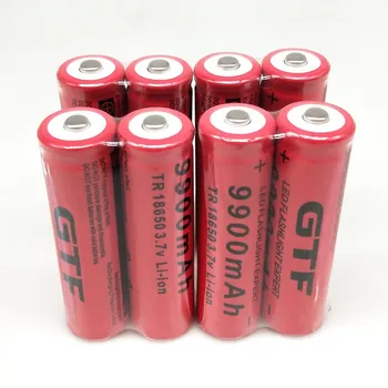 Naujus 18650 baterija GTF 18650 Baterija li-ion Baterija 3.7 V 9900mAh Įkrovimo Baterija (akumuliatorius, žibintuvėlis baterija(Raudona)