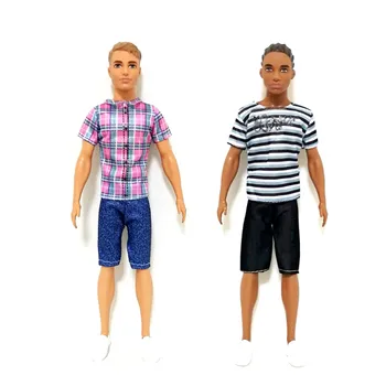 Juostelės Tee Kelnės Drabužių Rinkinys Barbie BJD Doll Ken Berniukas Draugas Priedai Žaisti Namuose Padažu Kostiumas Vaikams, Žaislai