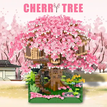 Japonijos Miestas Mini Draugais Cherry Blossom House SS Sakura Kūrėjas Namas Blokai Inari Šventykla Plytų Modelio Blokai Vaikams, Žaislai