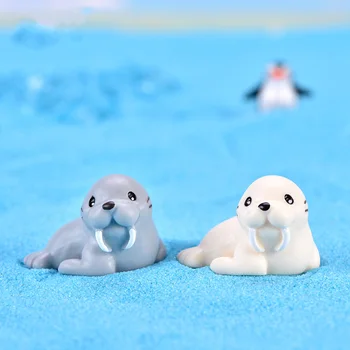 2vnt Balta Pilka jūrų vėplio statulėlės jūros gyvūnų modelio, pasakos sodo smėlio namų miniatiūriniai ornamentas, papuošimas 