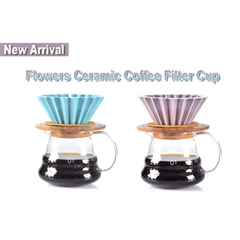 Espresso Kavos Filtras V60 Piltuvą Lašelinę Pusės Puodelio Kavos Filtrai Priedai Piltuvą, Gėlės, Keramikos, Kavos Puodelį, Origami Filtras Puodeliai