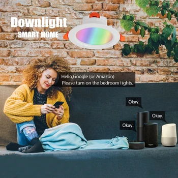 Tuya ZigBee RGBCW 2.5 Colių Nišoje Įrengti Downlight Pritemdomi LED Šviestuvas Lubų Šviesos, Alexa Echo PlusHome Automatizavimas