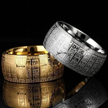 Tradicinis Daoizmas Titano Plieno Antspaudas Kūno Taiyi auksinėje Mantra Žiedas Dievas Mantra Žiedas Vyrų Valdinga Didelis Pirštas