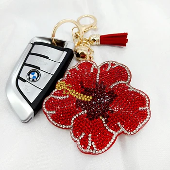 Korėjos flanelė kalnų krištolas klevo lapų keychain pakabukas kūrybos gėlių kutas ornamentu maišą automobilio raktų žiedas priedai
