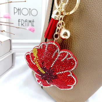 Korėjos flanelė kalnų krištolas klevo lapų keychain pakabukas kūrybos gėlių kutas ornamentu maišą automobilio raktų žiedas priedai