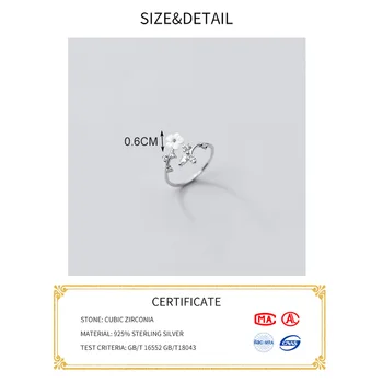 INZATT Nekilnojamojo 925 Sterlingas Sidabro Cirkonis Shell Gėlių Reguliuojamas Žiedo Mados Moterų Vestuvių Fine Jewelry Mielas Priedai