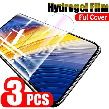 3PCS Hidrogelio Filmas Xiaomi POCO X3 Pro NFC M3 F3 Visiškai Padengti Vandens Gelio Plėvelės Xiomi POCOX3Pro X3Pro PocoX3 Saugos Filmas Ne Stiklo