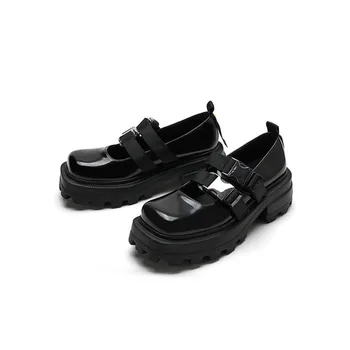 Aukštos kokybės mados Taivano Mary Jane moterų batai nauji patogūs retro sandalai dvigubai sagtis mažas odos bateliai moterims