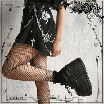 GIGIFOX Nauja Punk Steet Mados Juoda Gotikos Stiliaus Merginos Cosplay Stambusis Platformos, Aukštakulniai Batai Pleištai Moteris Siurbliai
