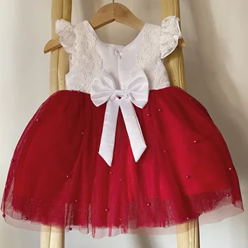 Ma&Baby 1-7Y Kalėdų Mergina Raudona Suknelė Bamblys Kūdikis, Vaikas, Vaikų Šalis, Gimtadienio, Vestuvių Suknelės Mergina Pearl Lankas Kostiumai
