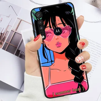 Anime Estetikos Mergina Motorola G8 G9 G 5G Galia Lite Stylus Vienas Hyper Marco Sintezės Krašto Plius E6 E7 Žaisti Telefono dėklas