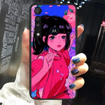Anime Estetikos Mergina Motorola G8 G9 G 5G Galia Lite Stylus Vienas Hyper Marco Sintezės Krašto Plius E6 E7 Žaisti Telefono dėklas