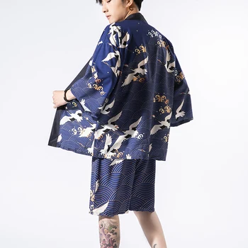 4XL 5XL Mens Plius Dydis Japonijos Streetwear Tracksuit Vyrų Vasara Dviejų dalių Rinkiniai Kimono Marškinėliai + Šortai Vyrų Drabužiai Vyrams, Drabužiai Rinkinys
