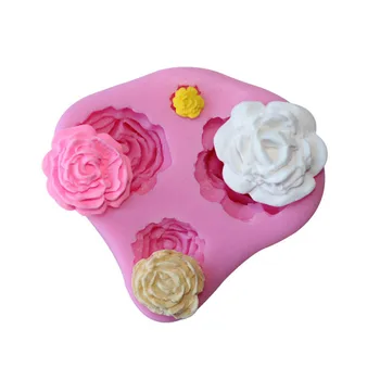 4 Dydis Subtilus Rožių Gėlių Silikono Formų Cukraus Amatų Tortas Dekoravimo Minkštas Pelėsių tortas dekoravimo įrankiai