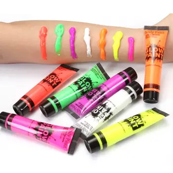 6 Vamzdžiai, Švyti UV Lempos Makiažą, Veido ir Kūno Dažytos Pigmento galima Skalbti Neon Liuminescencinės Kūno Dažai