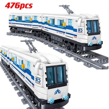 476pcs Kūrėjas SS Techninio geležinkelių Transportas bėgių kelio Traukinio Blokai Metro Geležinkelių Modelis Plytų Vaikams Žaislai Berniukams