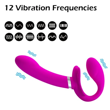 Dukart galvų 12 Greičio Vibracija Stebėjimo Strap-on Dildo, Vibratoriai Moterims Varpos Lesbiečių, Erotiniai Suaugusiųjų Sekso Žaislai Poroms